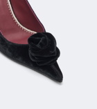 Magda Butrym Floral-appliqué velvet slingback pumps