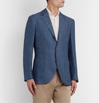 Brunello Cucinelli - Unstructured Herringbone Linen Suit Jacket - Blue