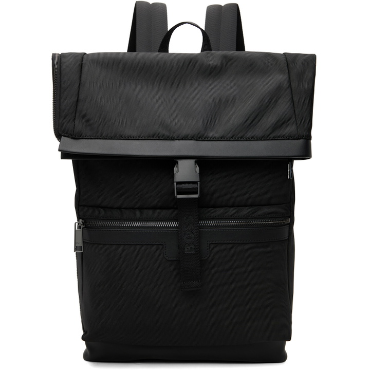 Photo: BOSS Black Canvas Flap Backpack