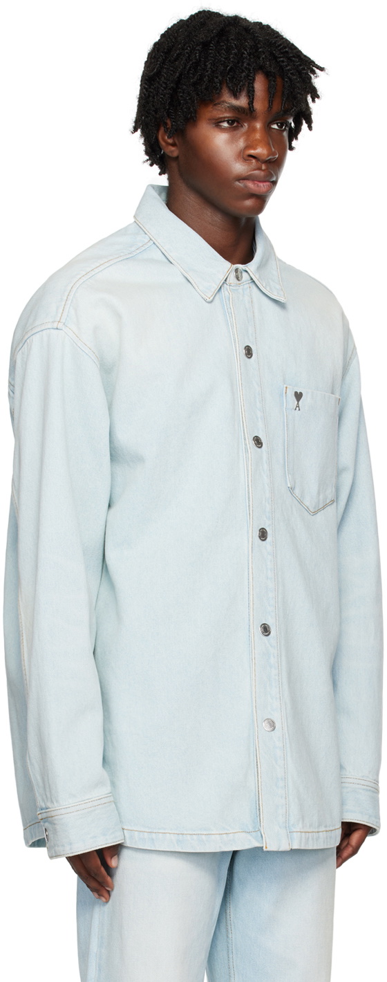 AMI Alexandre Mattiussi Blue Stud Denim Shirt