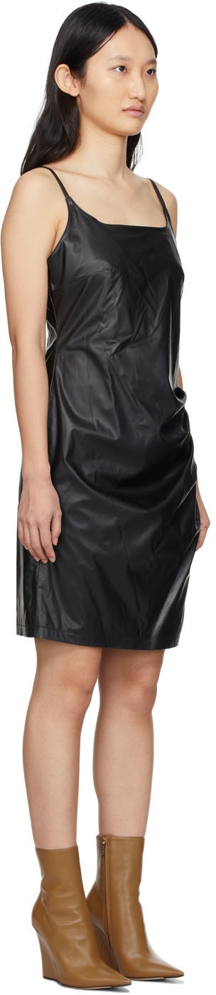 DRAE Black Faux-Leather Mini Dress