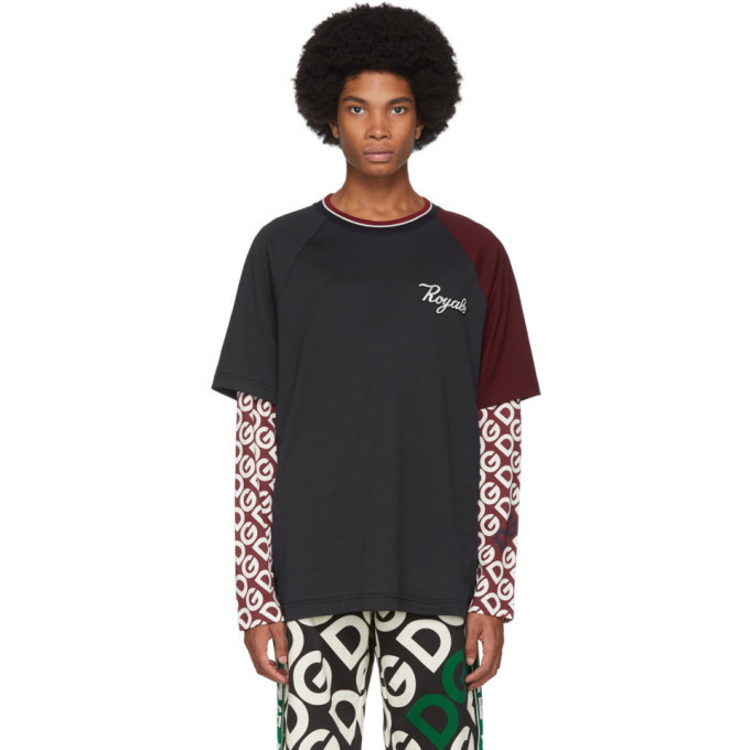 Photo: Dolce and Gabbana Black Royals Long Sleeve T-Shirt