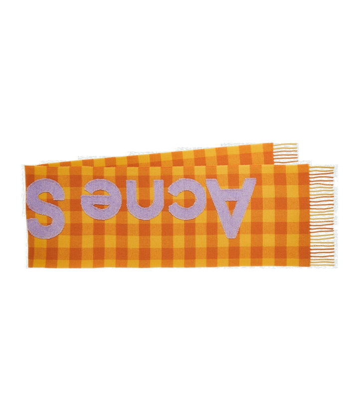 Photo: Acne Studios Logo checked wool-blend scarf