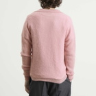 Auralee Men's Baby Suri Alpaca Sheer Knit Skipper Polo in Pink