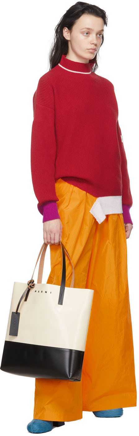 Marni Off-White &amp; Black North-South Shopping Tote Marni