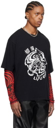 LU'U DAN Black Graphic T-Shirt