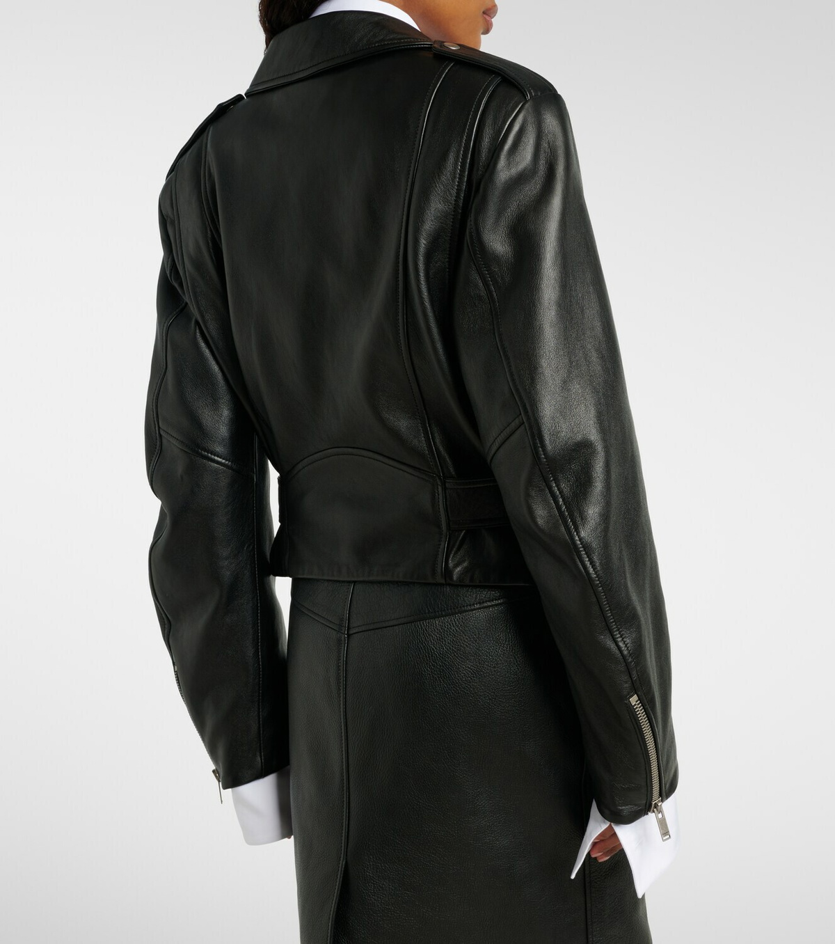 Saint Laurent Cropped leather biker jacket