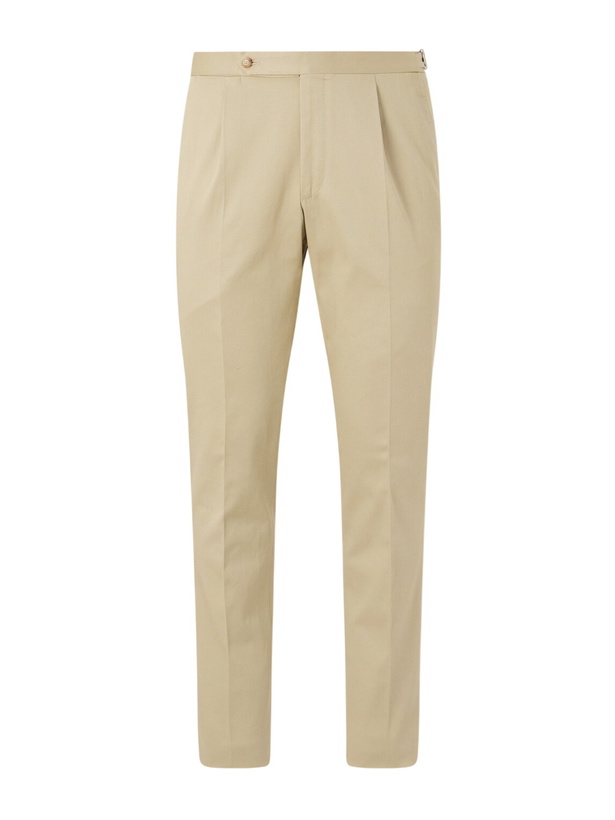 Photo: De Petrillo - Straight-Leg Cotton-Blend Twill Trousers - Neutrals