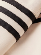 adidas Originals - Striped Logo-Embroidered Cotton-Blend Jersey Hoodie - White