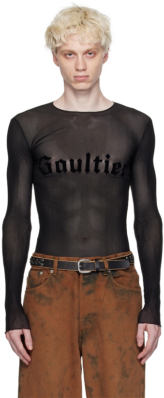 Photo: Jean Paul Gaultier Black Flocked Long Sleeve T-Shirt