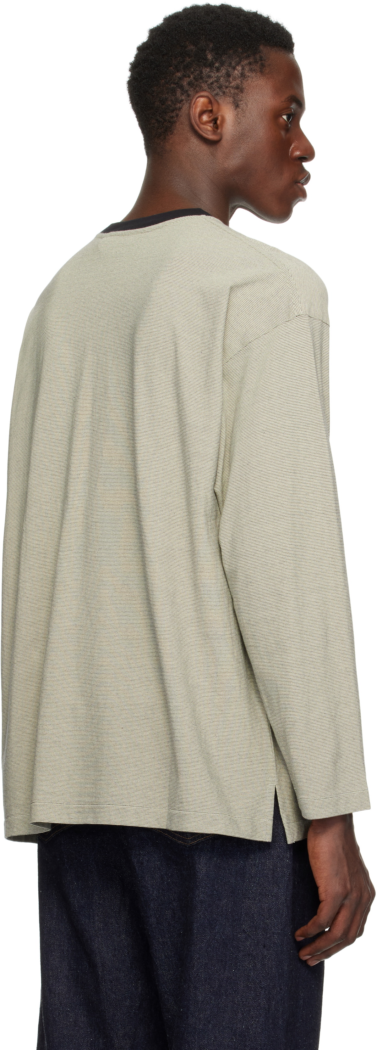 KAPTAIN SUNSHINE Gray Hard Twisted Stripe Jersey T-shirt