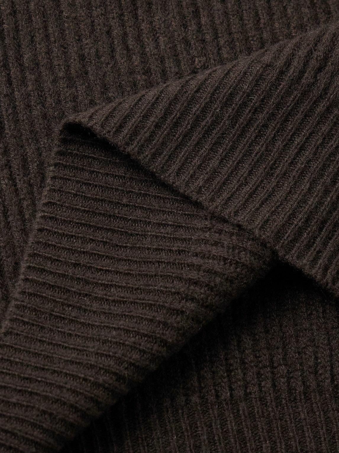 De Petrillo - Slim-Fit Ribbed Merino Wool and Cashmere-Blend Rollneck Sweater - Brown