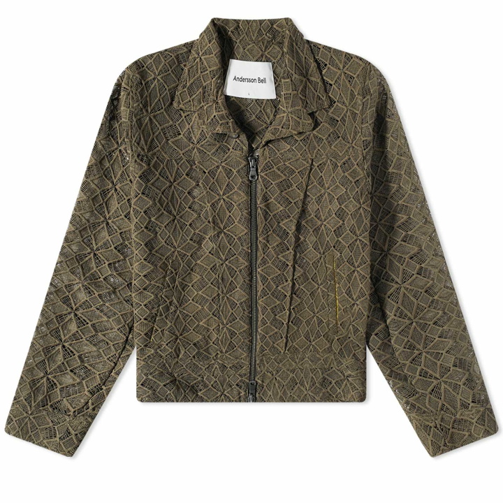 Photo: Andersson Bell Men's Leaf Embroidery Zip-Up Jacket in Khaki