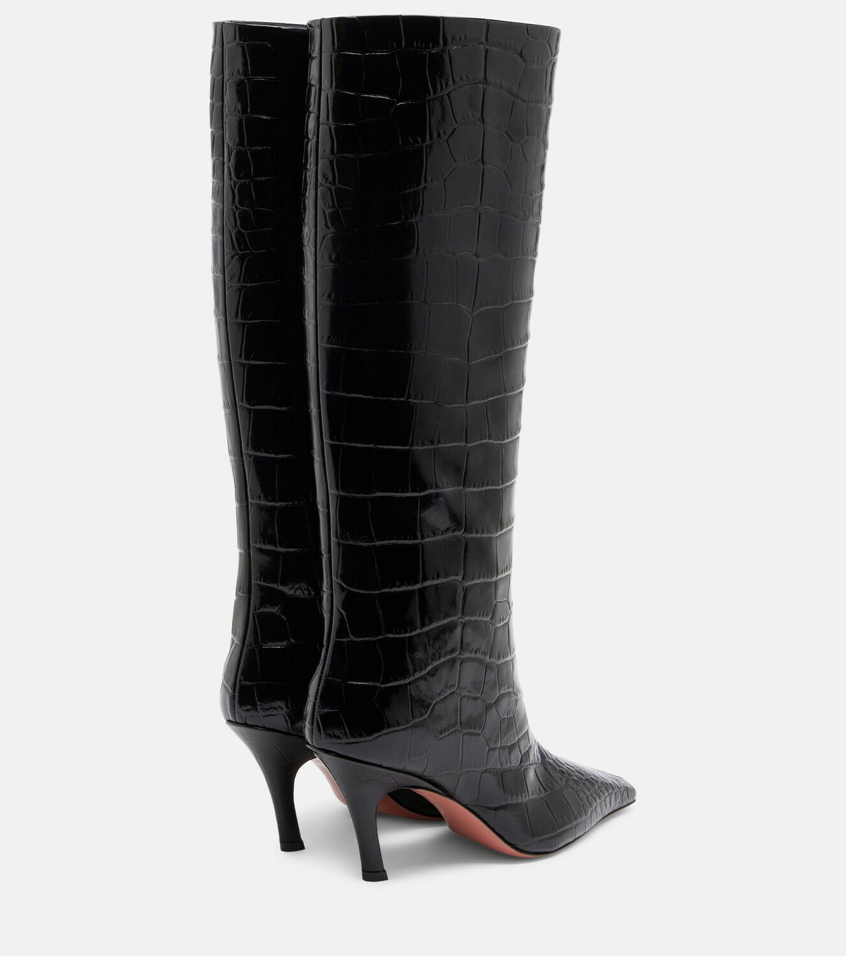 Amina Muaddi Mona croc-effect leather knee-high boots