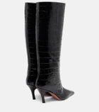 Amina Muaddi Mona croc-effect leather knee-high boots