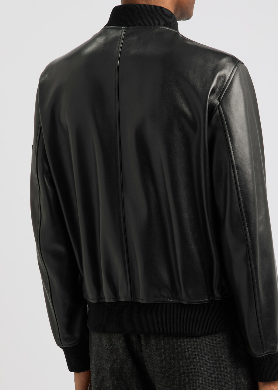 Versace Leather Bomber Jacket Black