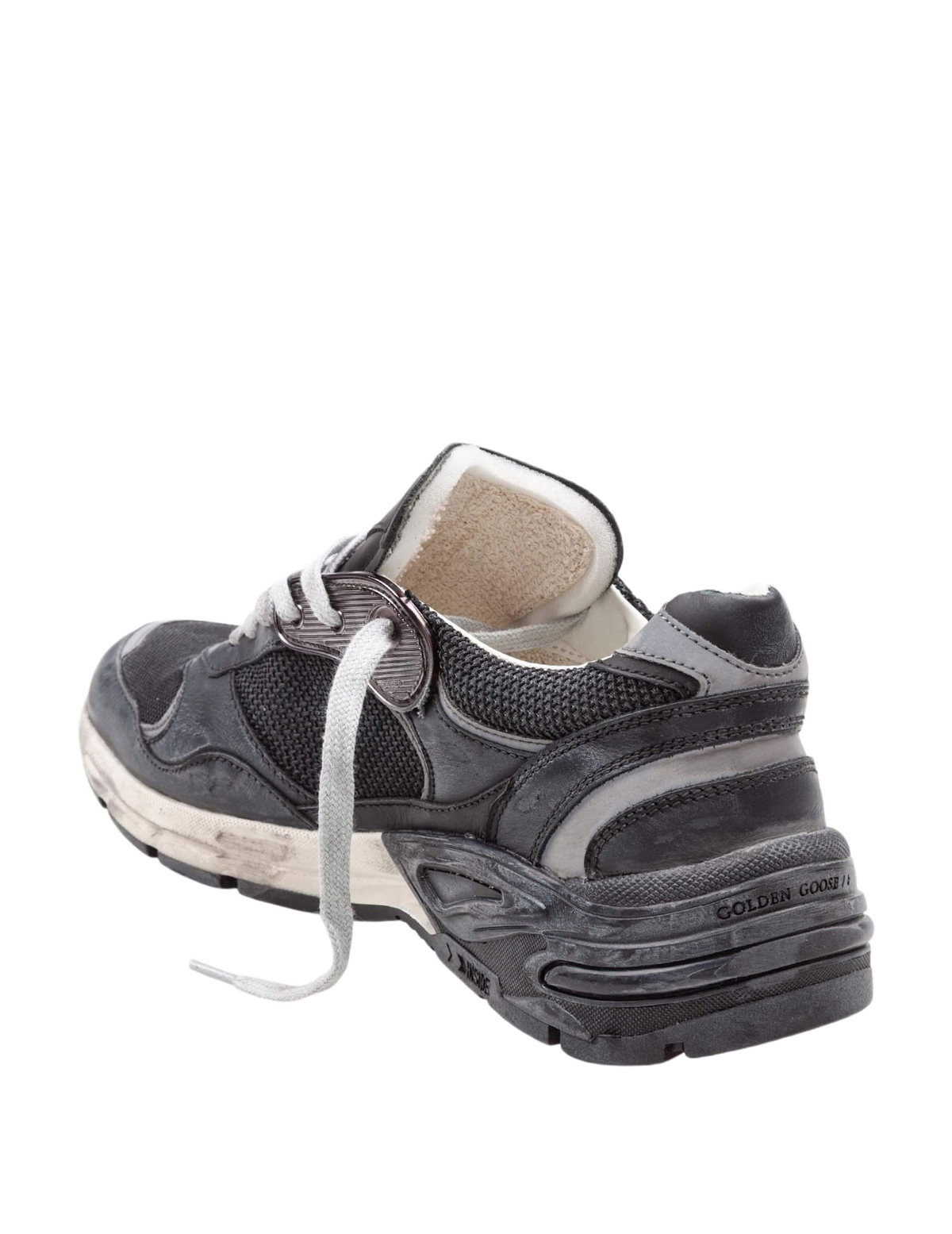 Golden Goose Running Sneakers In Leather And Mesh Color Black/silver