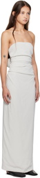 St. Agni Gray Strapless Tie Back Maxi Dress