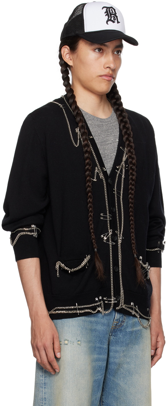 R13 Black Chain Embellished Cardigan R13