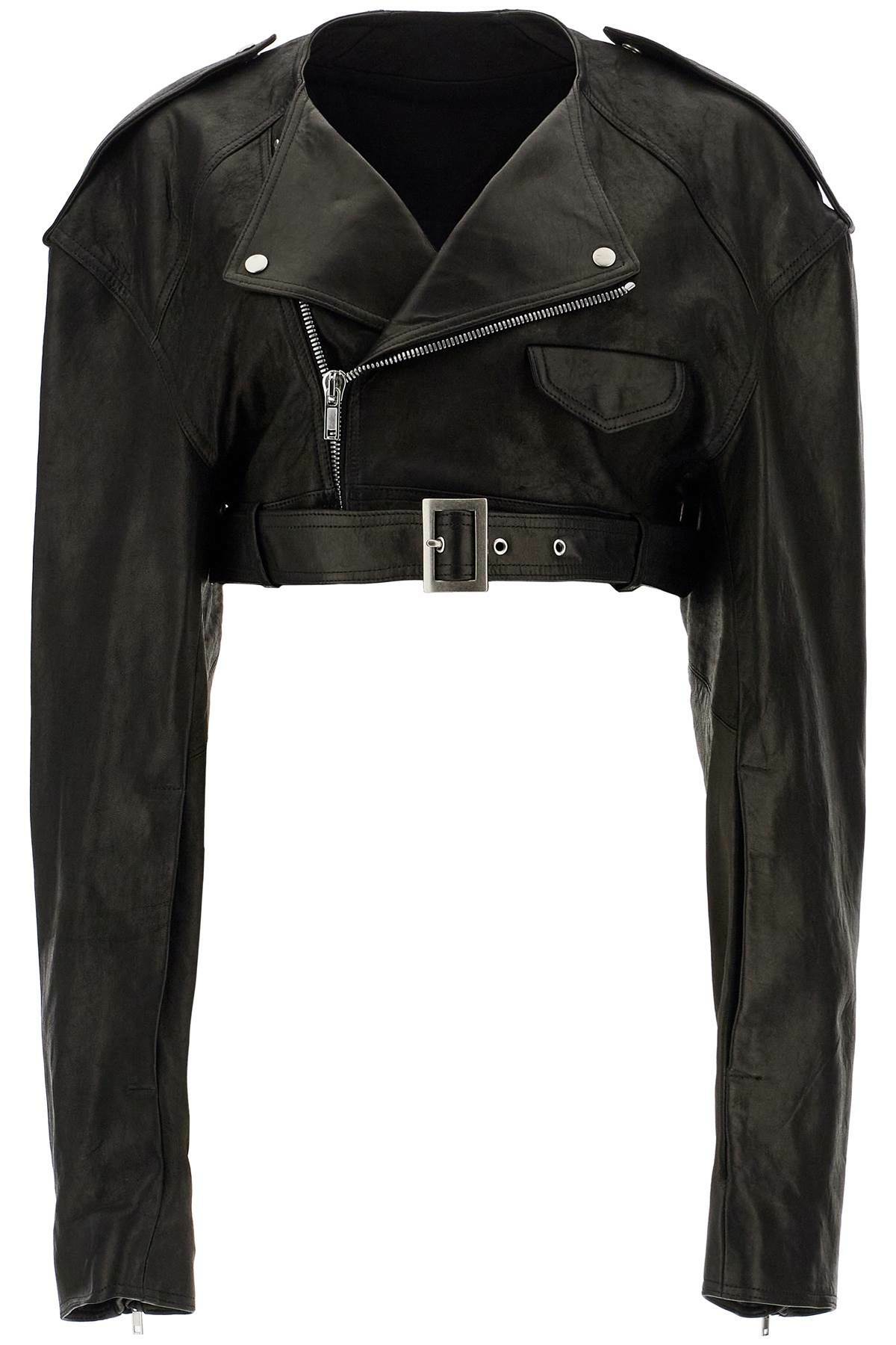 RICK OWENS micro biker nappa jacket in Black Rick Owens