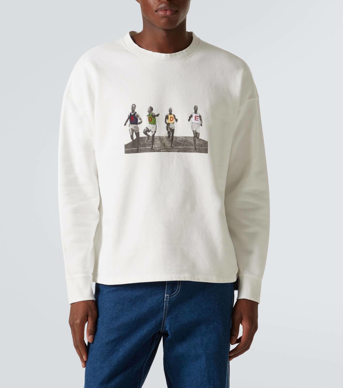 【Bode】 Finish Line patch-appliqueコットンセーターシャツ Bode Finish Line patch-appliqué cotton sweatshirt Bode