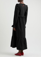 Damson Madder Edith Broderie Anglaise Cotton Midi Dress Black
