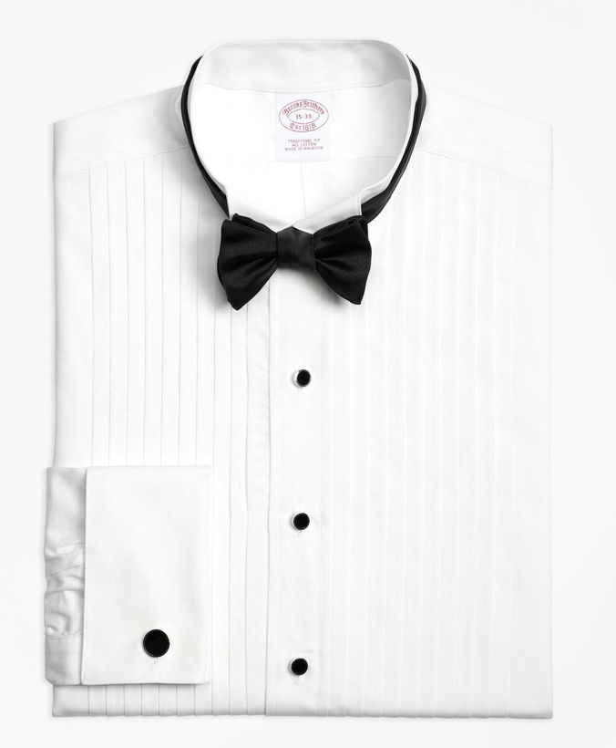 Photo: Brooks Brothers Men's Traditional Fit Ten-Pleat Wing Collar Tuxedo Shirt | White