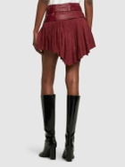 FERRARI - Leather & Suede Pleated Mini Skirt