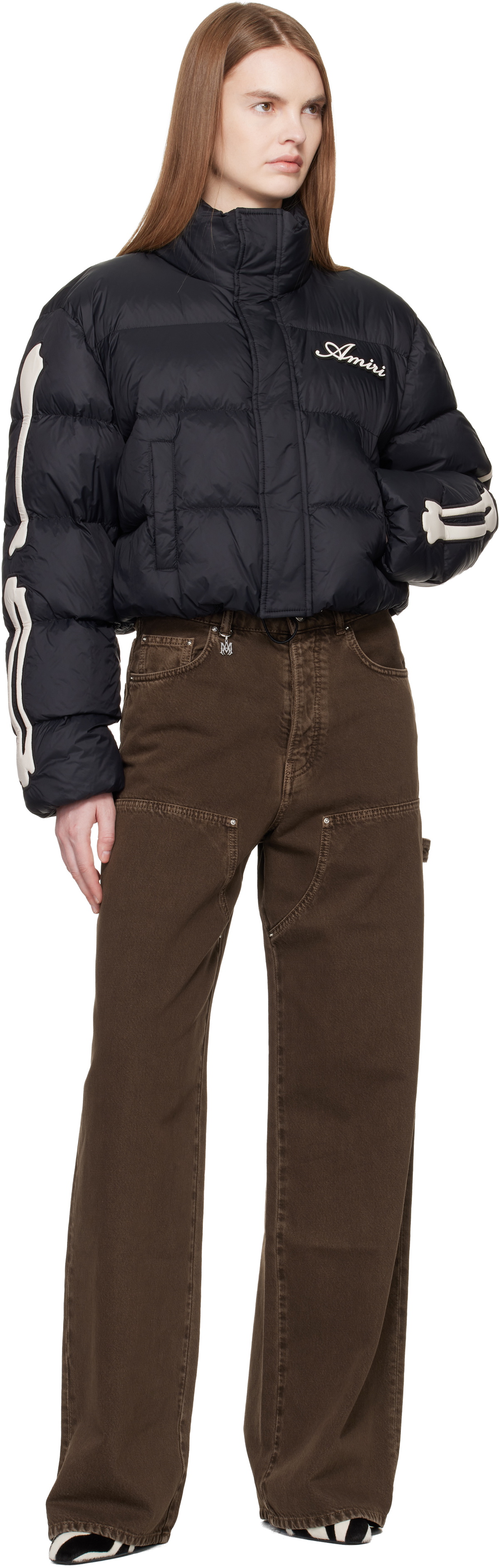 AMIRI Black Bones Cropped Down Jacket