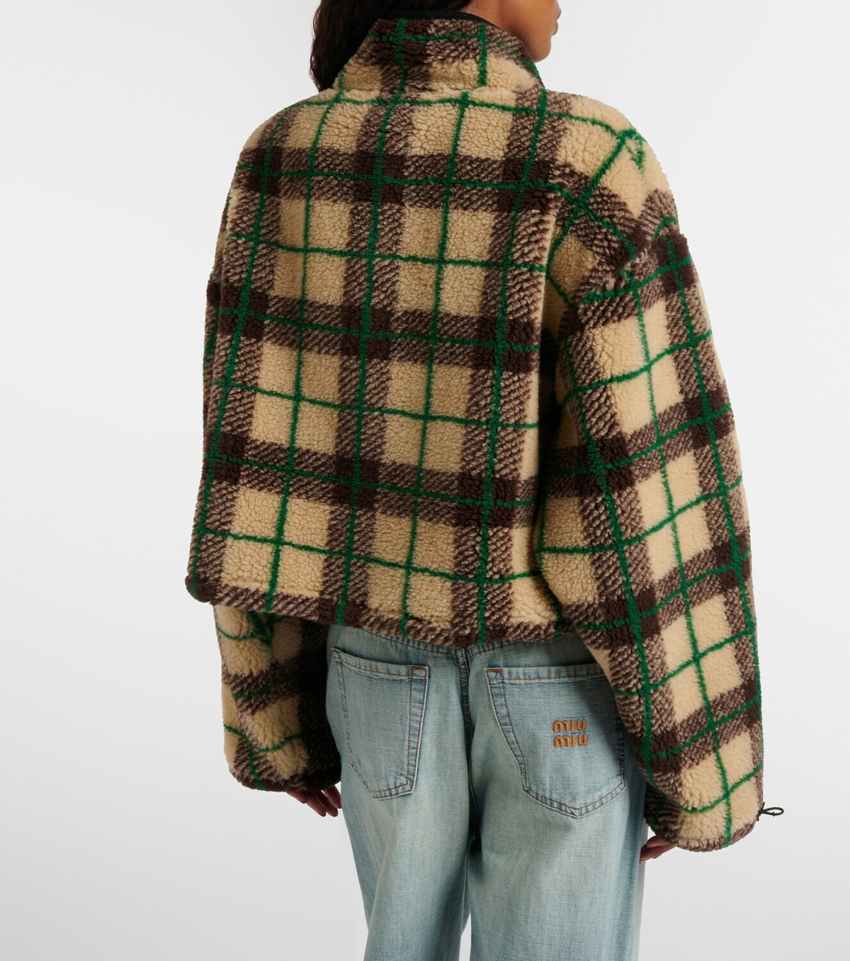 Miu Miu Plaid cropped fleece jacket
