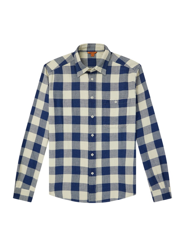 Photo: Barena - Checked Cotton-Twill Shirt - Blue