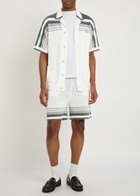 Casablanca Logo-appliquéd Crochet-knit Cotton Shorts White And Grey