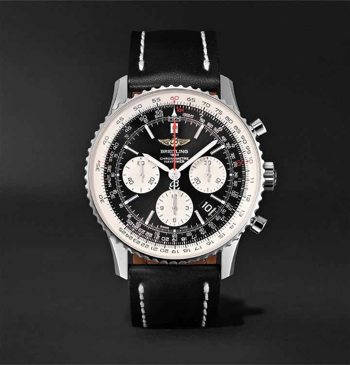 Photo: Breitling - Navitimer 01 Chronograph 43mm Stainless Steel and Leather Watch - Men - Black