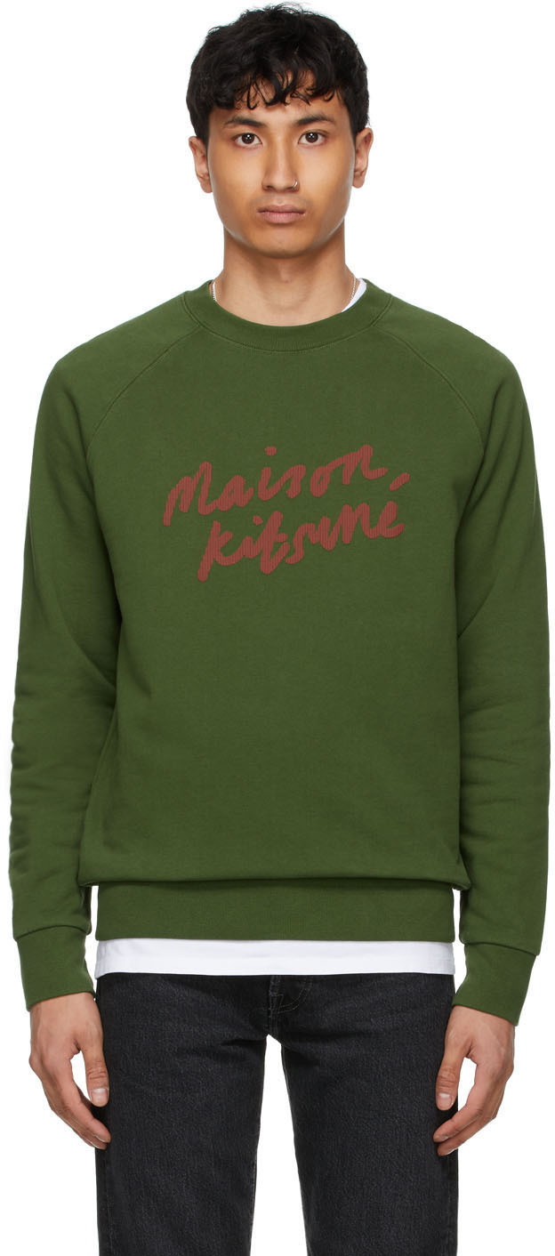 Maison Kitsuné Khaki Handwriting Clean Sweatshirt Maison Kitsune