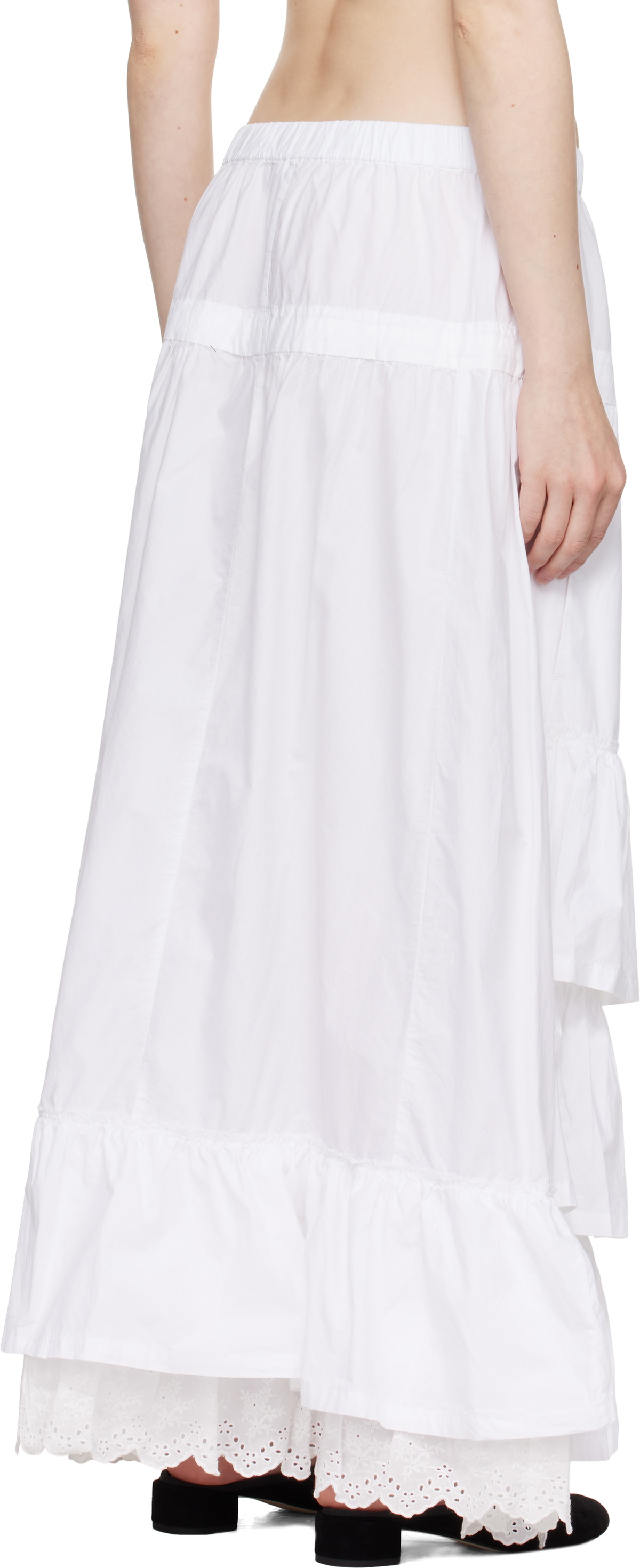 OPEN YY White Rolled Waist Tiered Midi Skirt