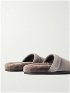 Mr P. - David Shearling-Lined Suede Slippers - Brown