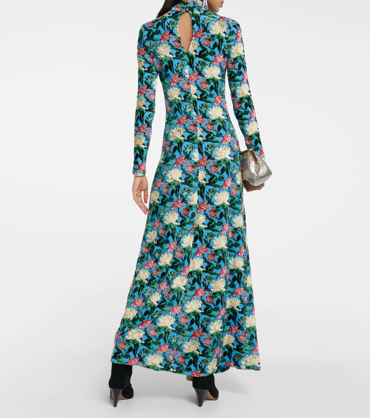 Rabanne Floral turtleneck maxi dress Paco Rabanne