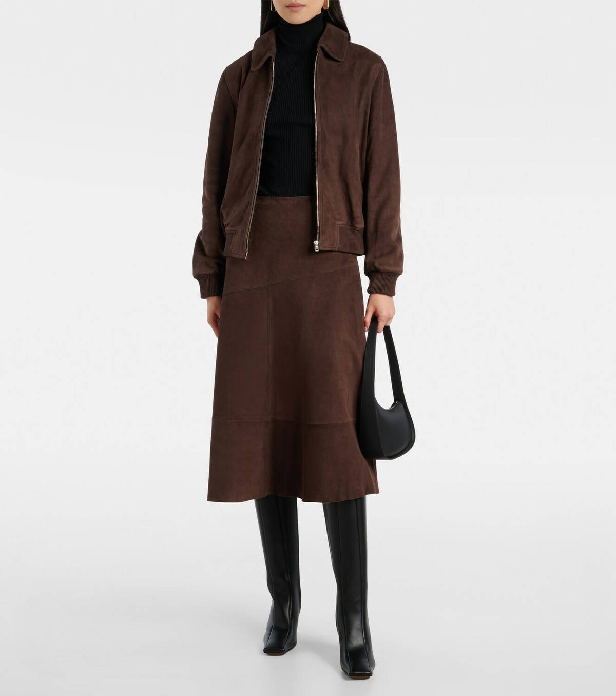 Yves Salomon Suede midi skirt