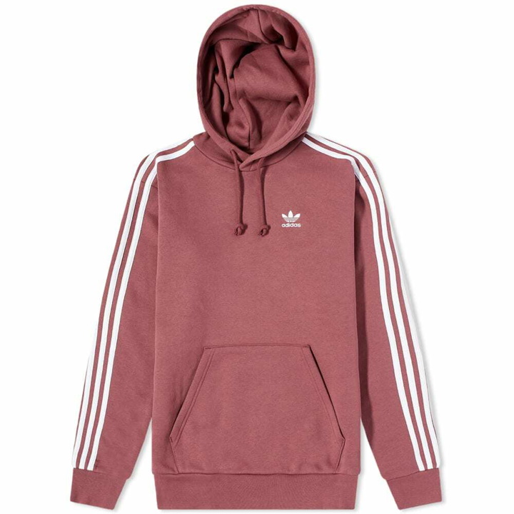 Photo: Adidas Men's 3 Stripe Hoody in Quiet Crimson