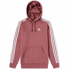 Adidas Men's 3 Stripe Hoody in Quiet Crimson