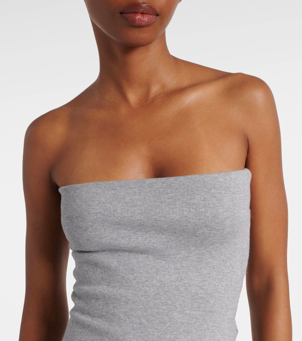 MIU MIU チャコールグレー キャミソール Miu Miu Embroidered cotton and cashmere minidress Miu Miu