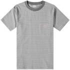 Danton Men's Stripe Crew Pocket T-Shirt in Charcoal Multi Stripe