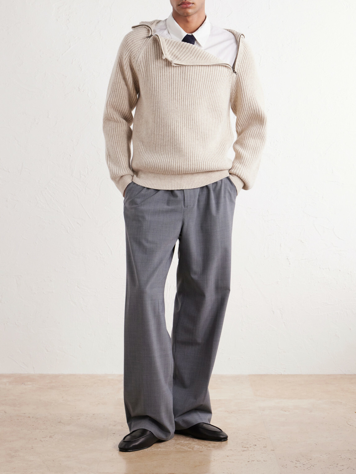 Aimé Leon Dore - Ribbed-Knit Wool-Blend Hoodie - Neutrals