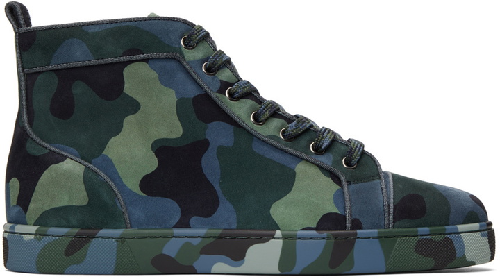 Photo: Christian Louboutin Blue & Green Louis Orlato Flat High-Top Sneakers