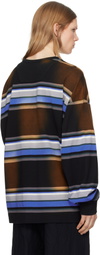 Juun.J Brown & Blue Washed Multi Stripe Long Sleeve T-shirt