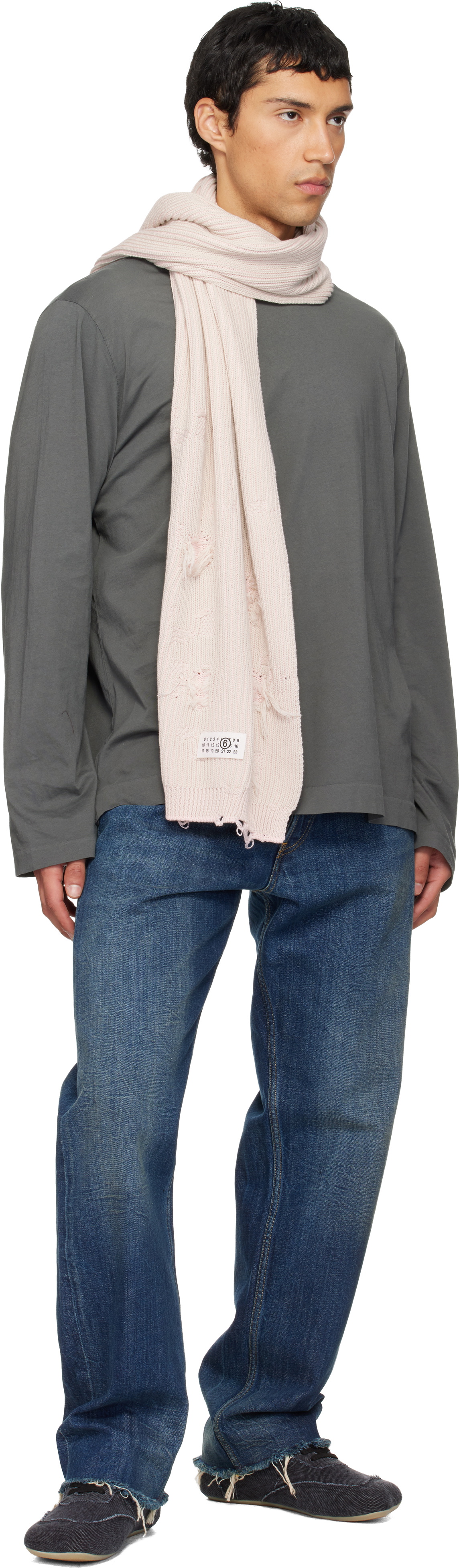 MM6 Maison Margiela Gray & Pink Amended Optical Ribs Scarf