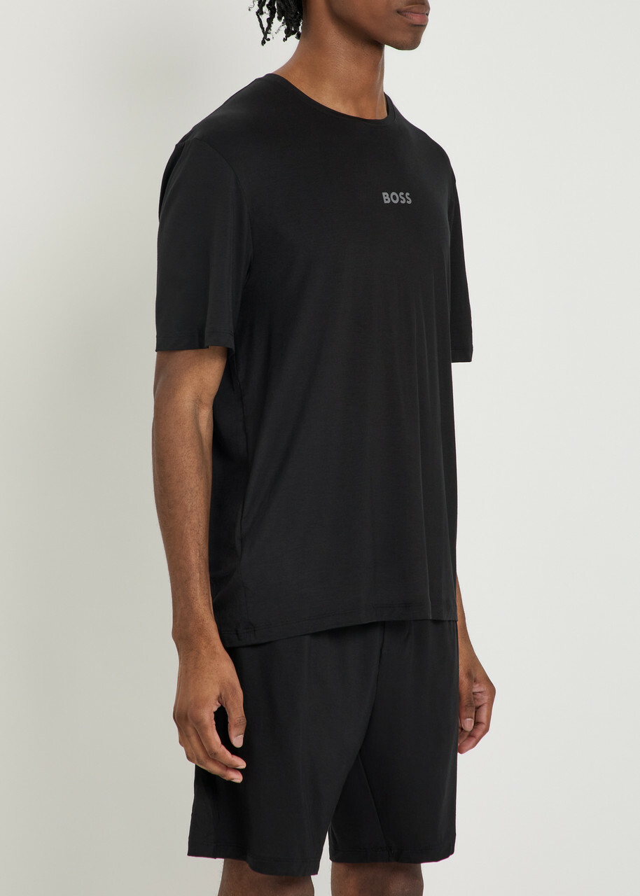 Boss Ultralight Logo Stretch-jersey T-shirt and Short set Black