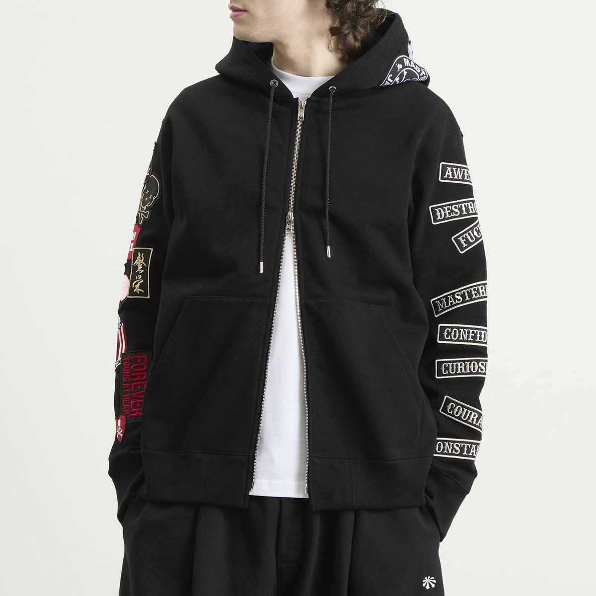 MASTERMIND WORLD Men's Multi Patched Zip-Up Hoodie in Black