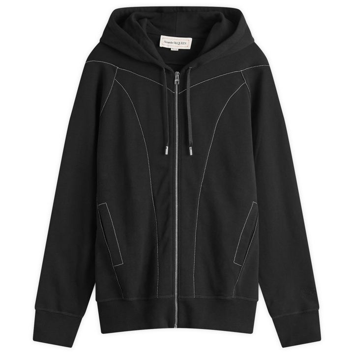 Photo: Alexander McQueen Men's Contrast Stitch Zip Hoodie in Black