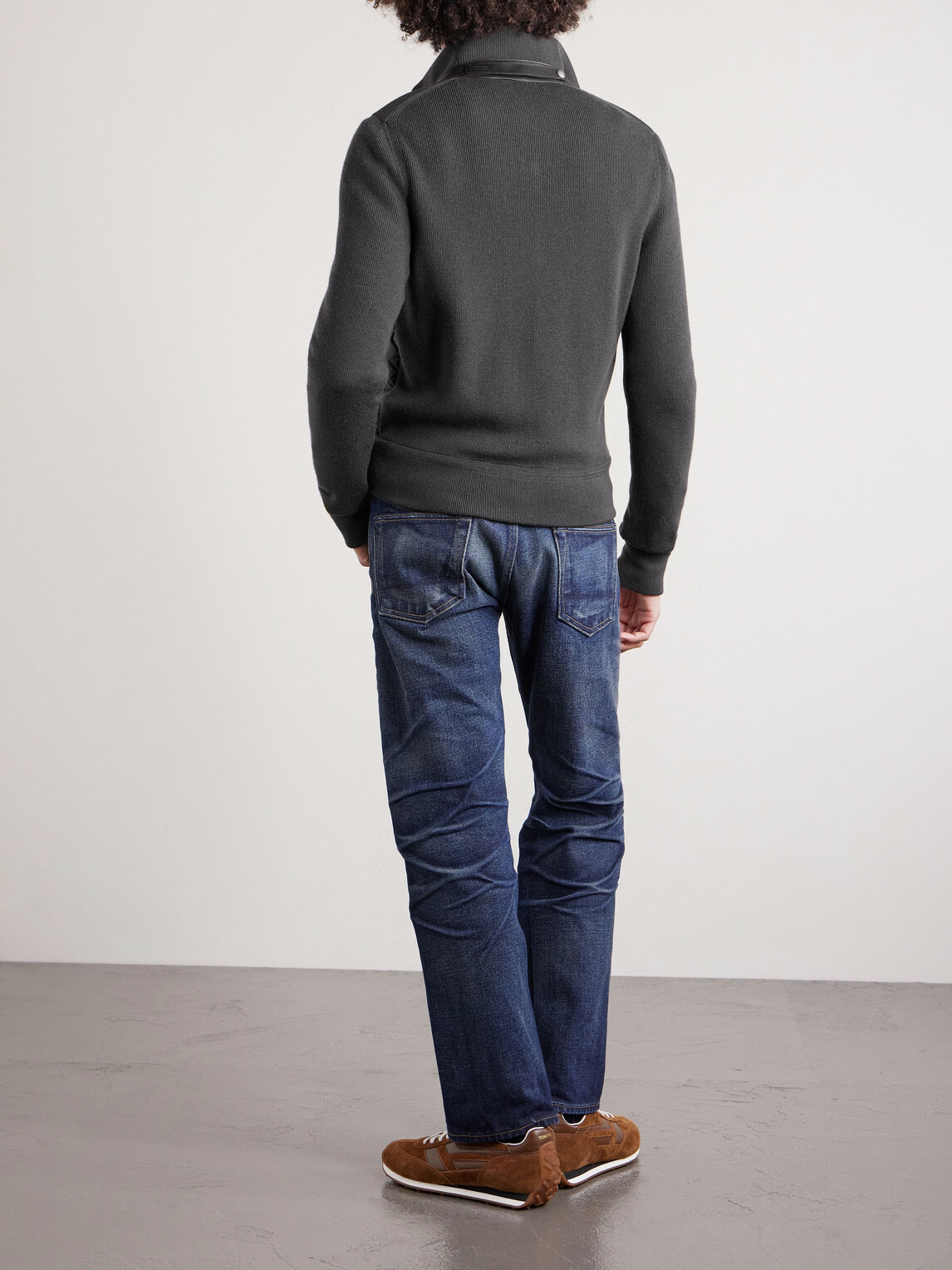 TOM FORD - Slim-Fit Leather-Trimmed Quilted Shell and Wool Down Jacket - Gray